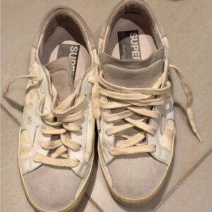 Golden Goose White & Beige Low-Top Sneakers  size 36 Authentic
